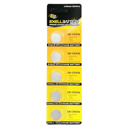 Exell Battery 5pack Exell 3V Lithium Coin Cell Battery Replaces DL1616 EB-CR1616